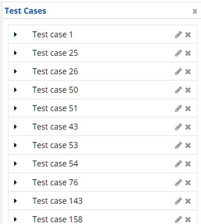 test cases panel